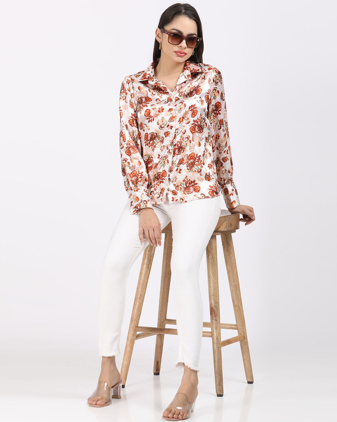 Satin Floral Printed shirt