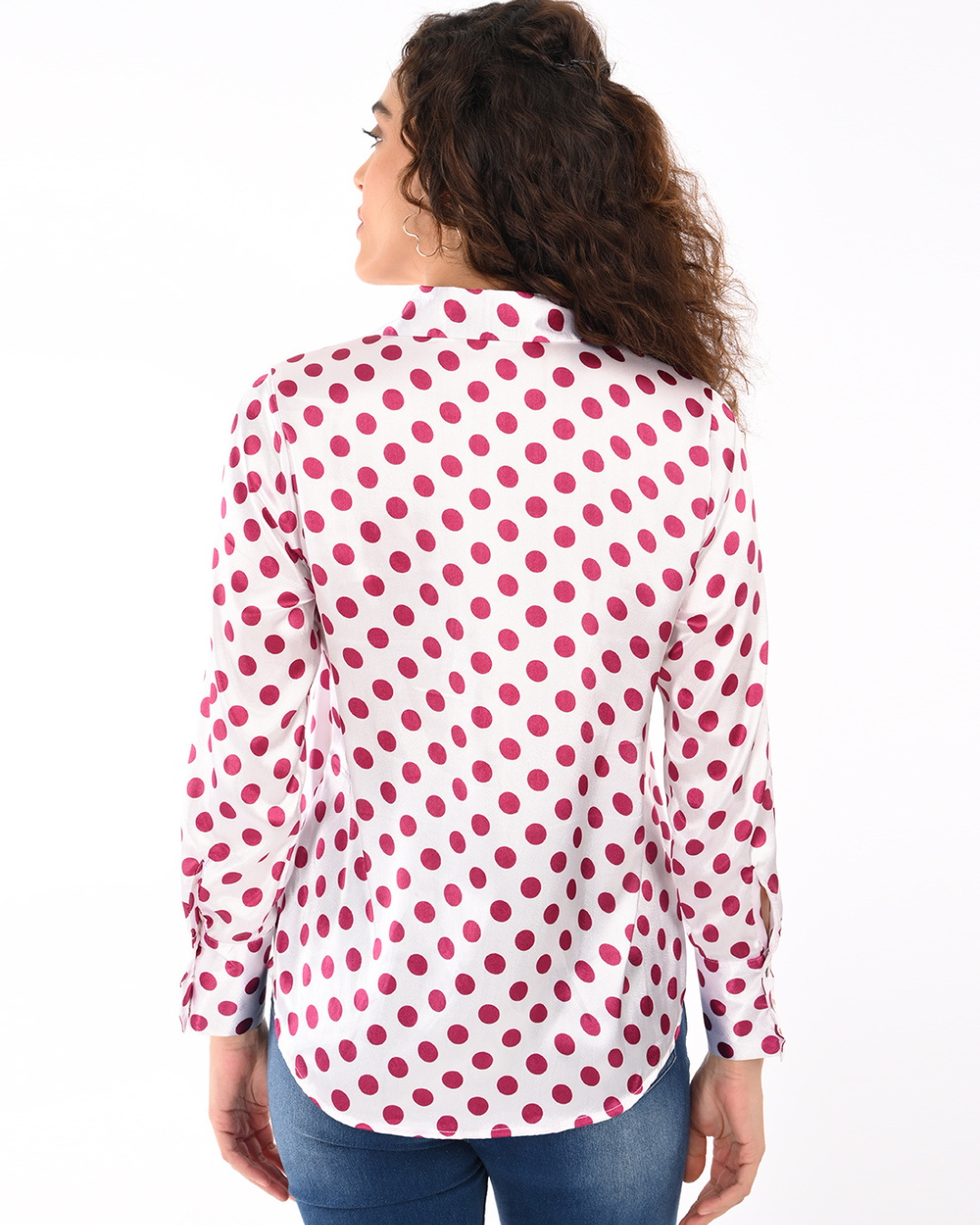 Classic Polka dot Button down shirt-Berry Pink shirt