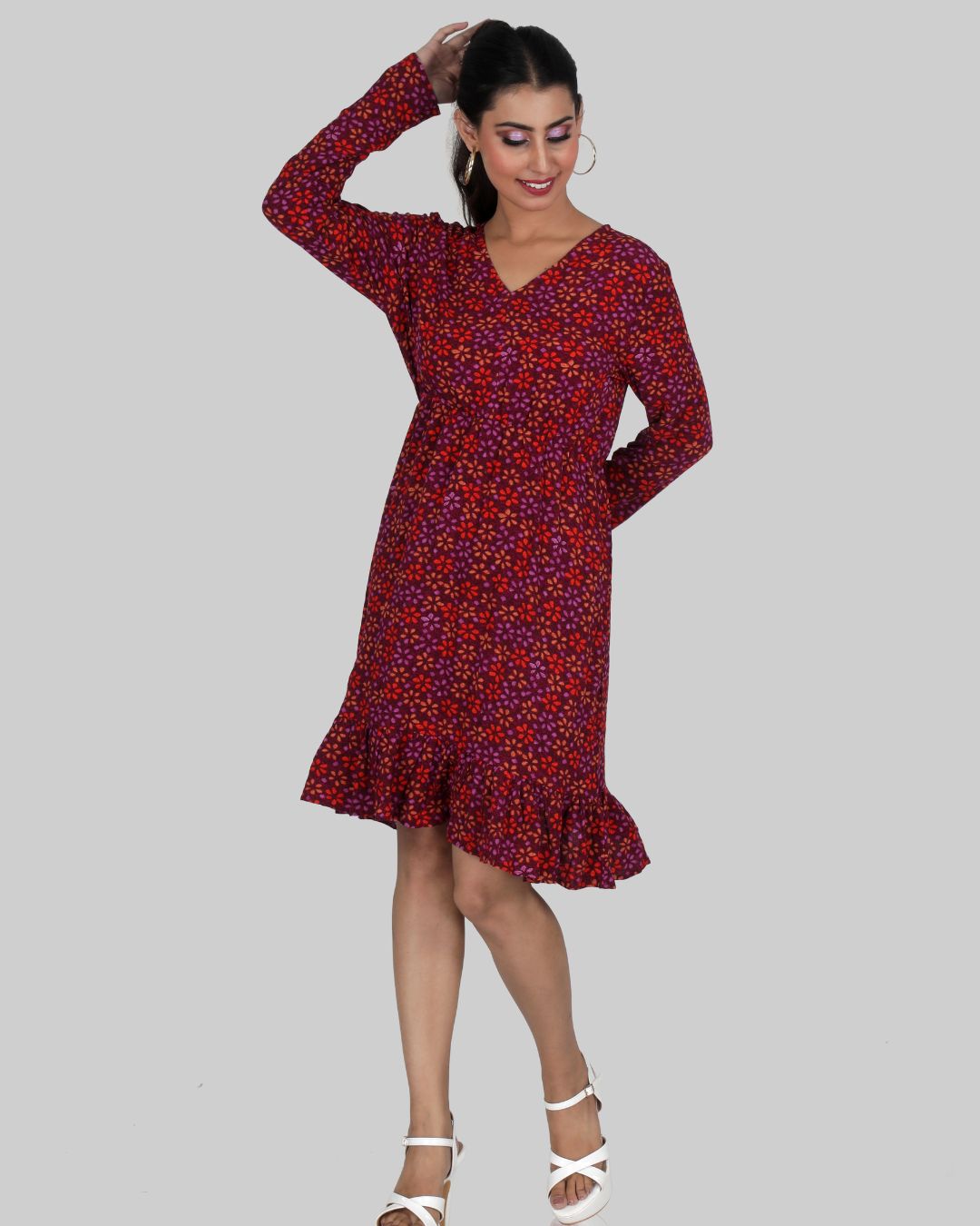 V Neck Dress in Ditsy Flower print (Copy)