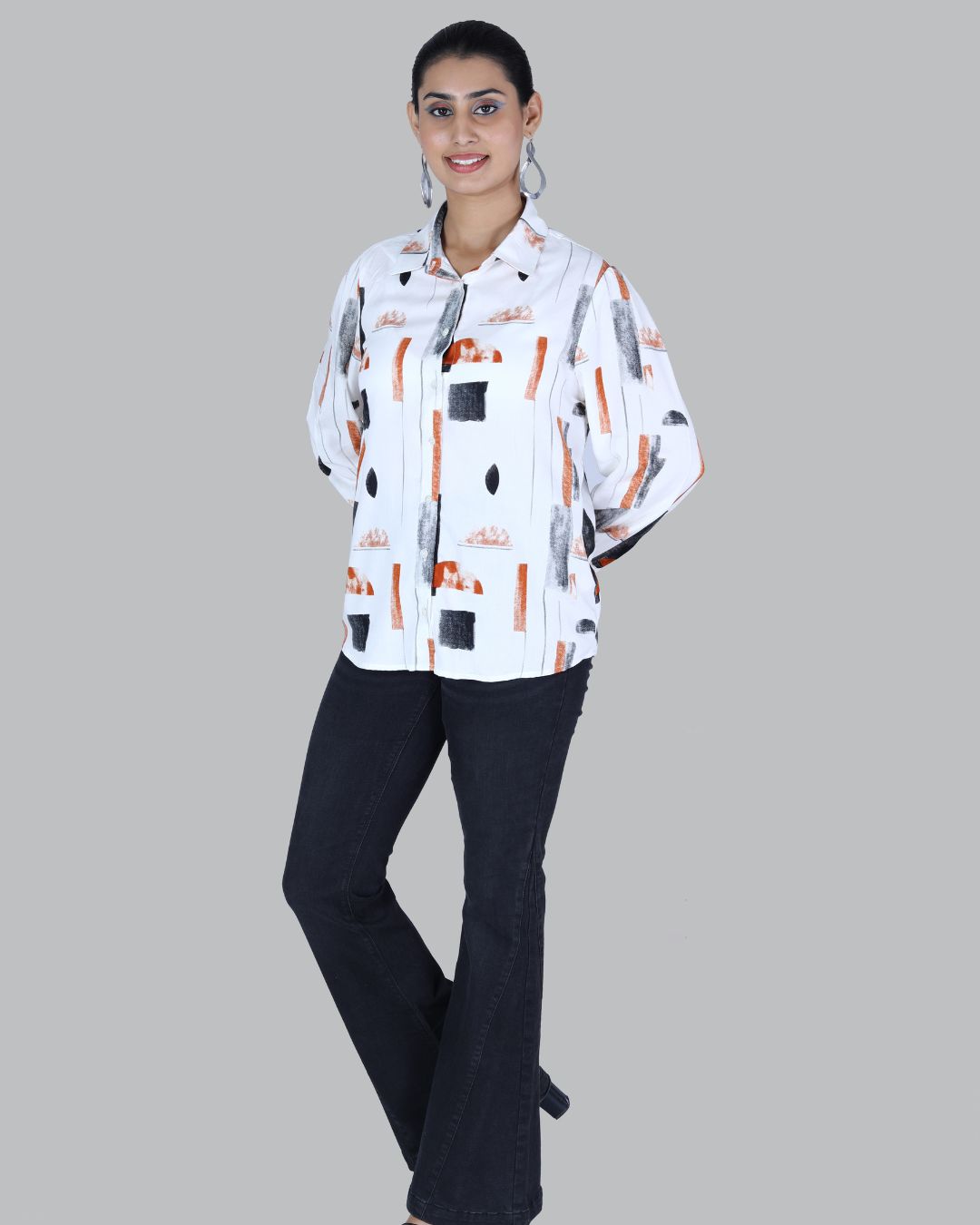 Long Sleeves Geometrical Print shirt