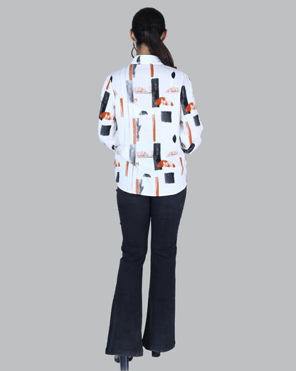 Long Sleeves Geometrical Print shirt