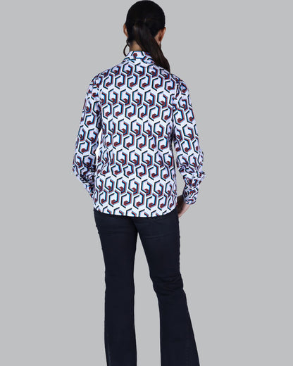 Long Sleeves Geometrical Print shirt