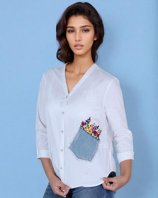 Cotton Long sleeve shirt with Embroidery