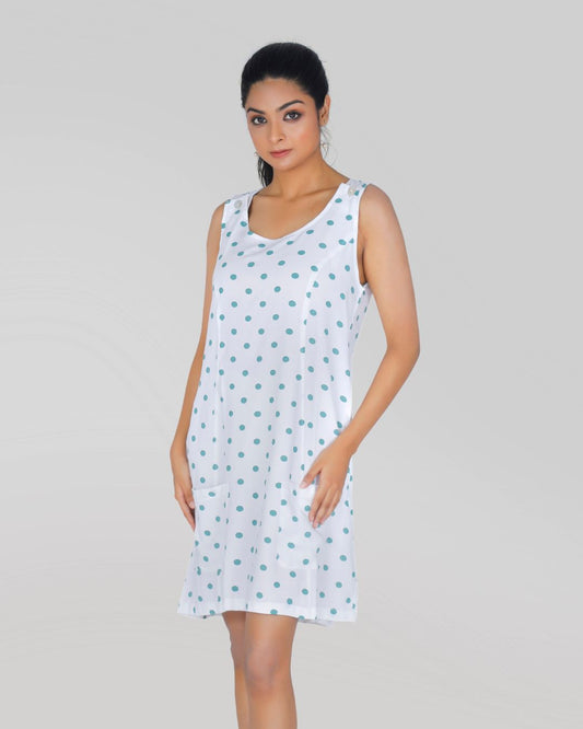 Polka Dot Sleeveless Dress With Pocket