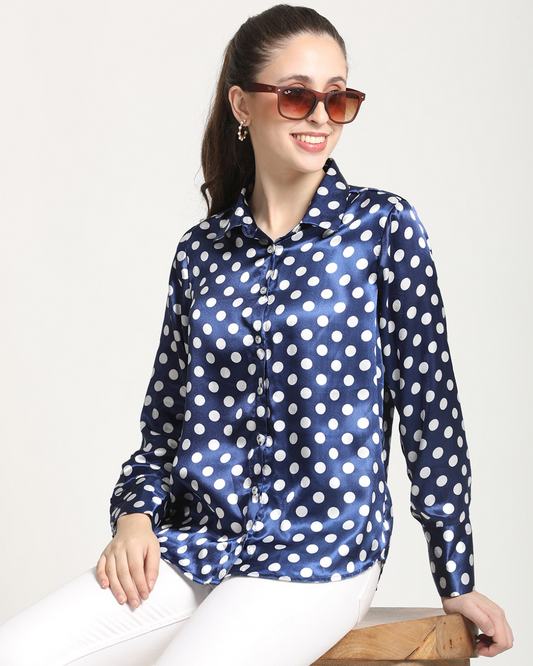 Long Sleeves Satin Shirt Polka dot print