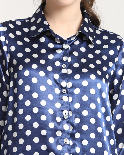 Long Sleeves Satin Shirt Polka dot print