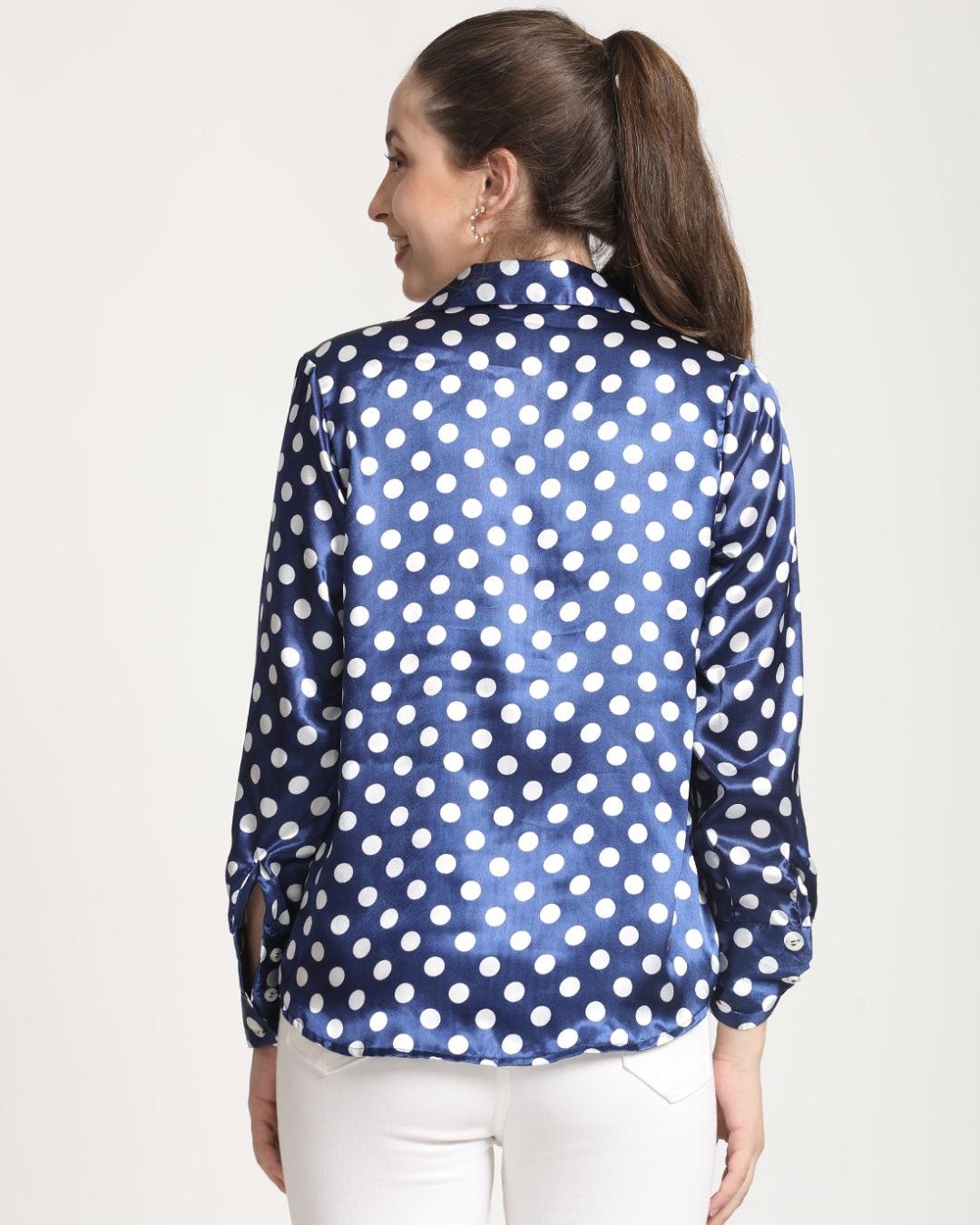 Long Sleeves Satin Shirt Polka dot print