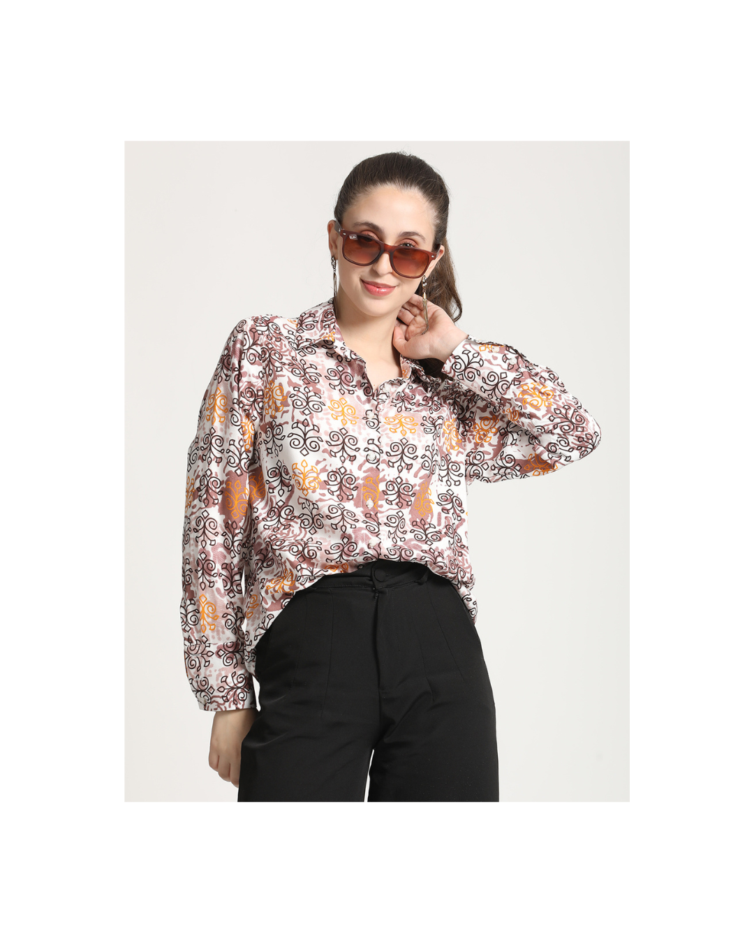 Long Sleeves Geometrical Print shirt