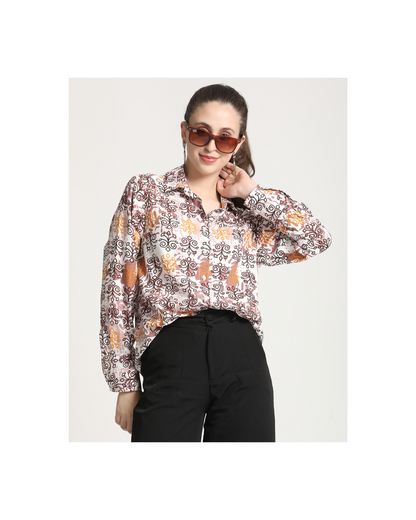 Long Sleeves Geometrical Print shirt