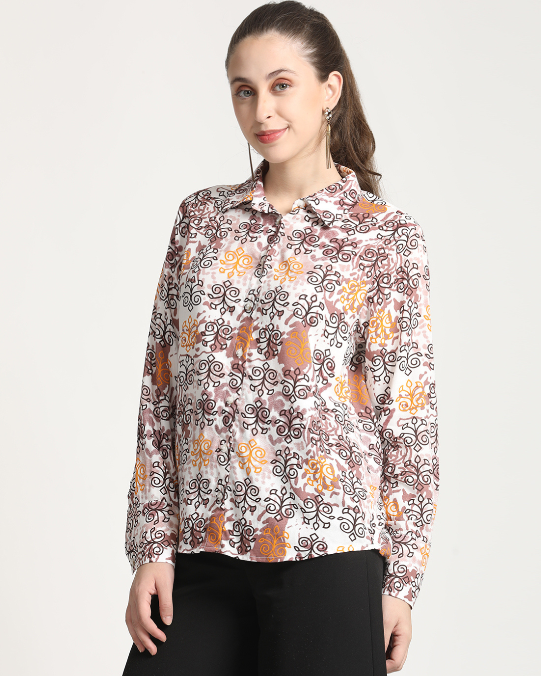 Long Sleeves Geometrical Print shirt