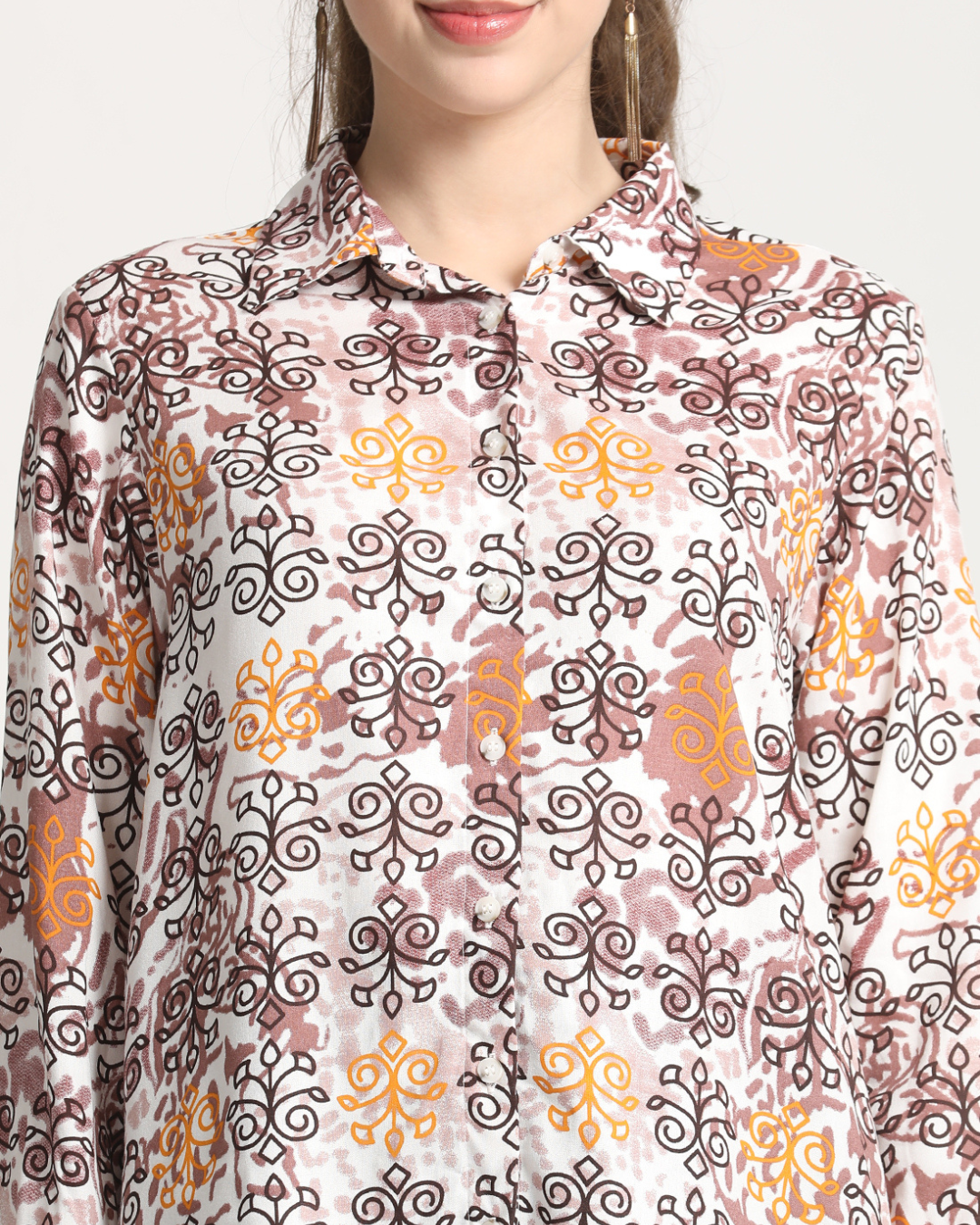 Long Sleeves Geometrical Print shirt