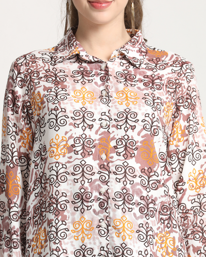 Long Sleeves Geometrical Print shirt