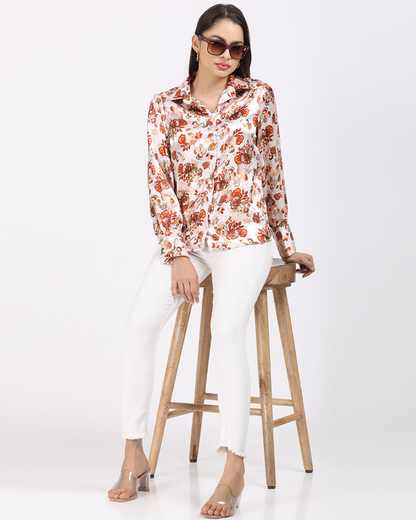 Satin Floral Printed shirt