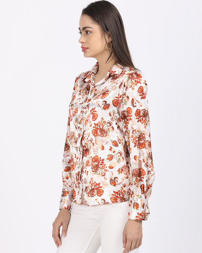 Satin Floral Printed shirt