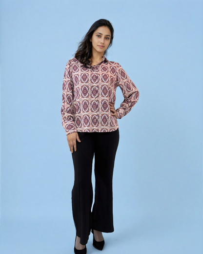 Long Sleeves Geometrical Print shirt