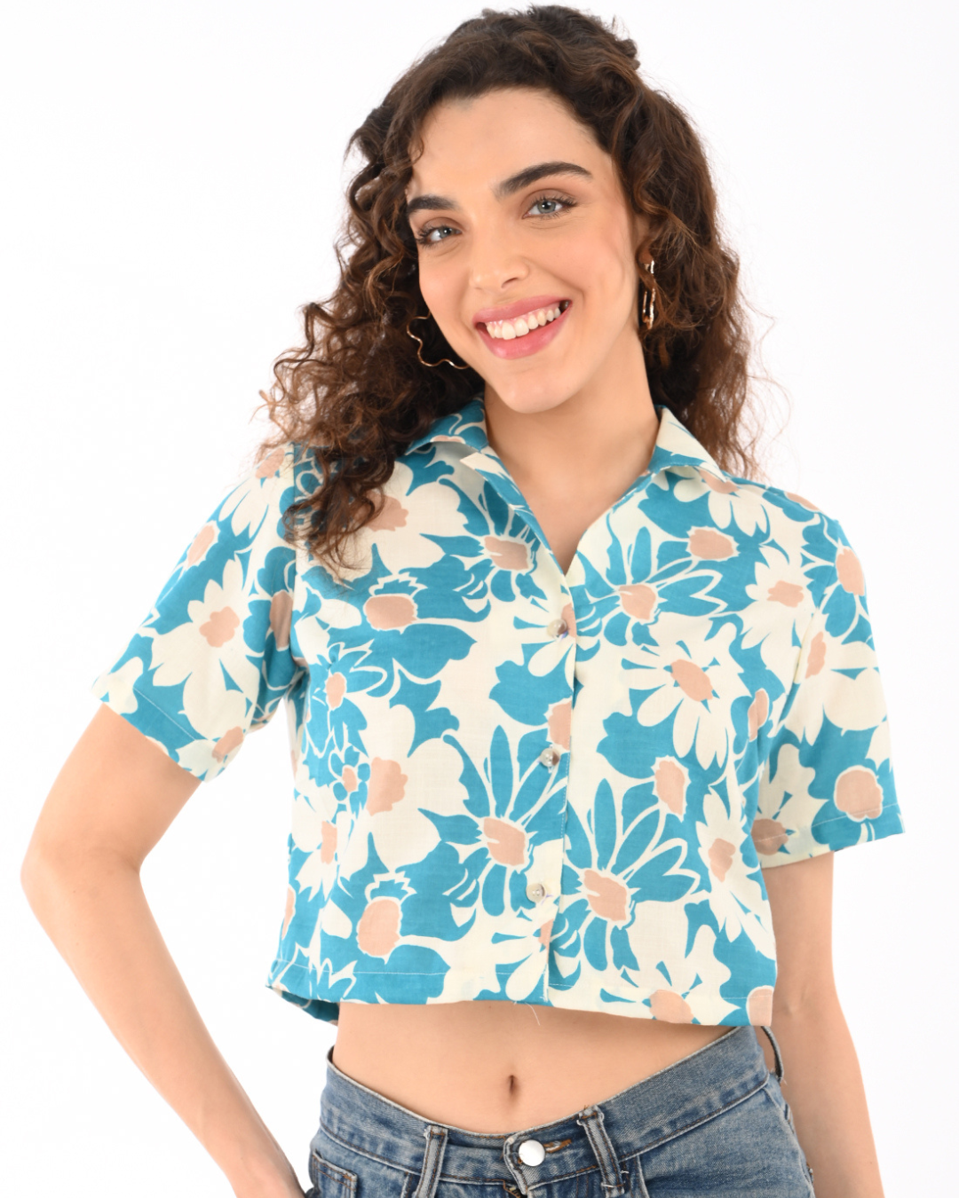 Floral Frenzy Cotton Crop Top