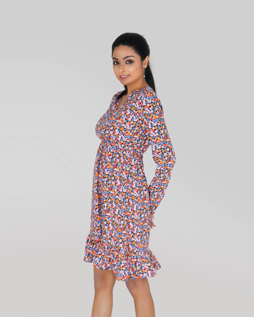 V Neck Dress in Flower print