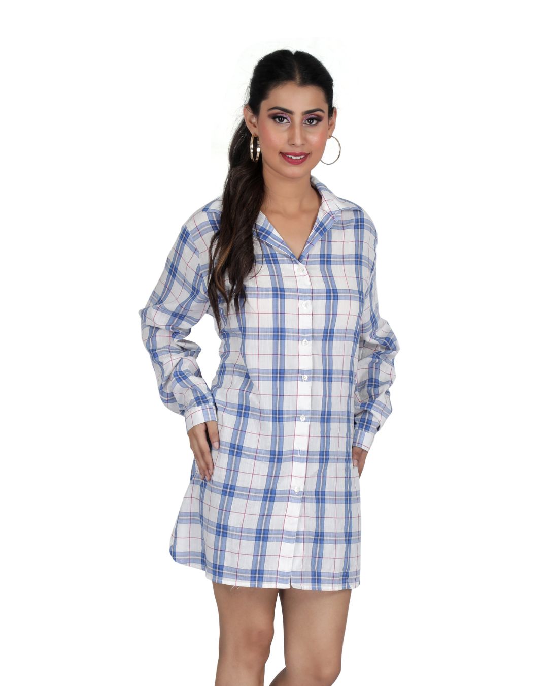 Check Dress with Long Sleeve