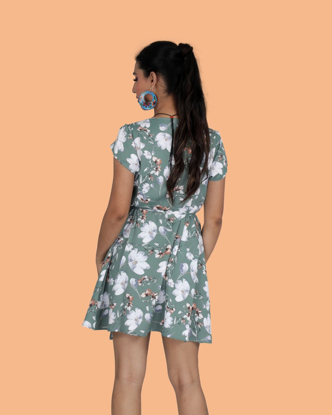 Flower Print Wrap Around Dress