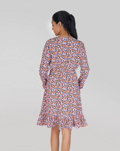 V Neck Dress in Flower print