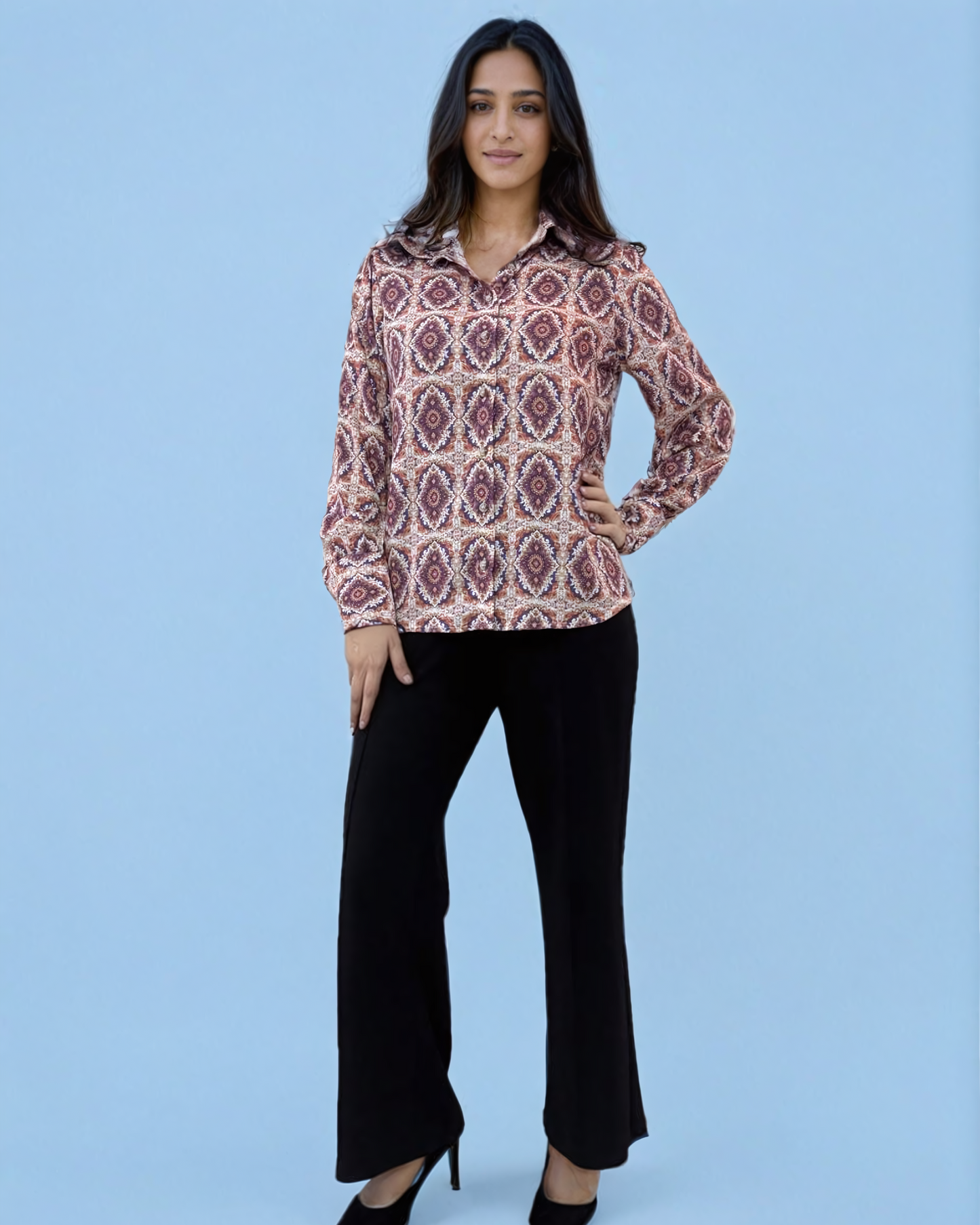 Long Sleeves Geometrical Print shirt