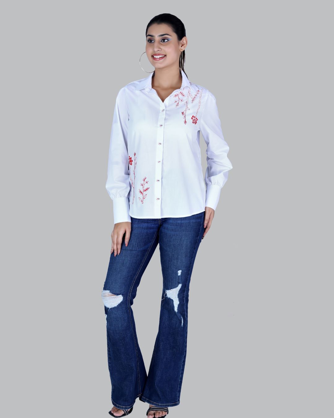 Cotton Long sleeve shirt with Embroidery