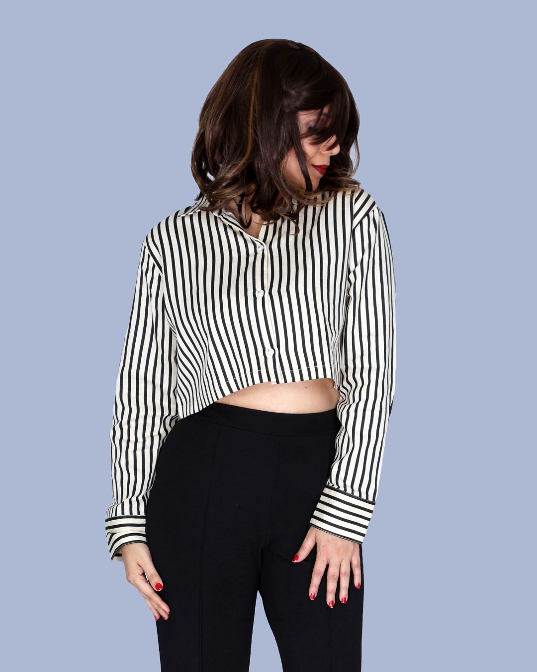 Printed Striped Crop Top