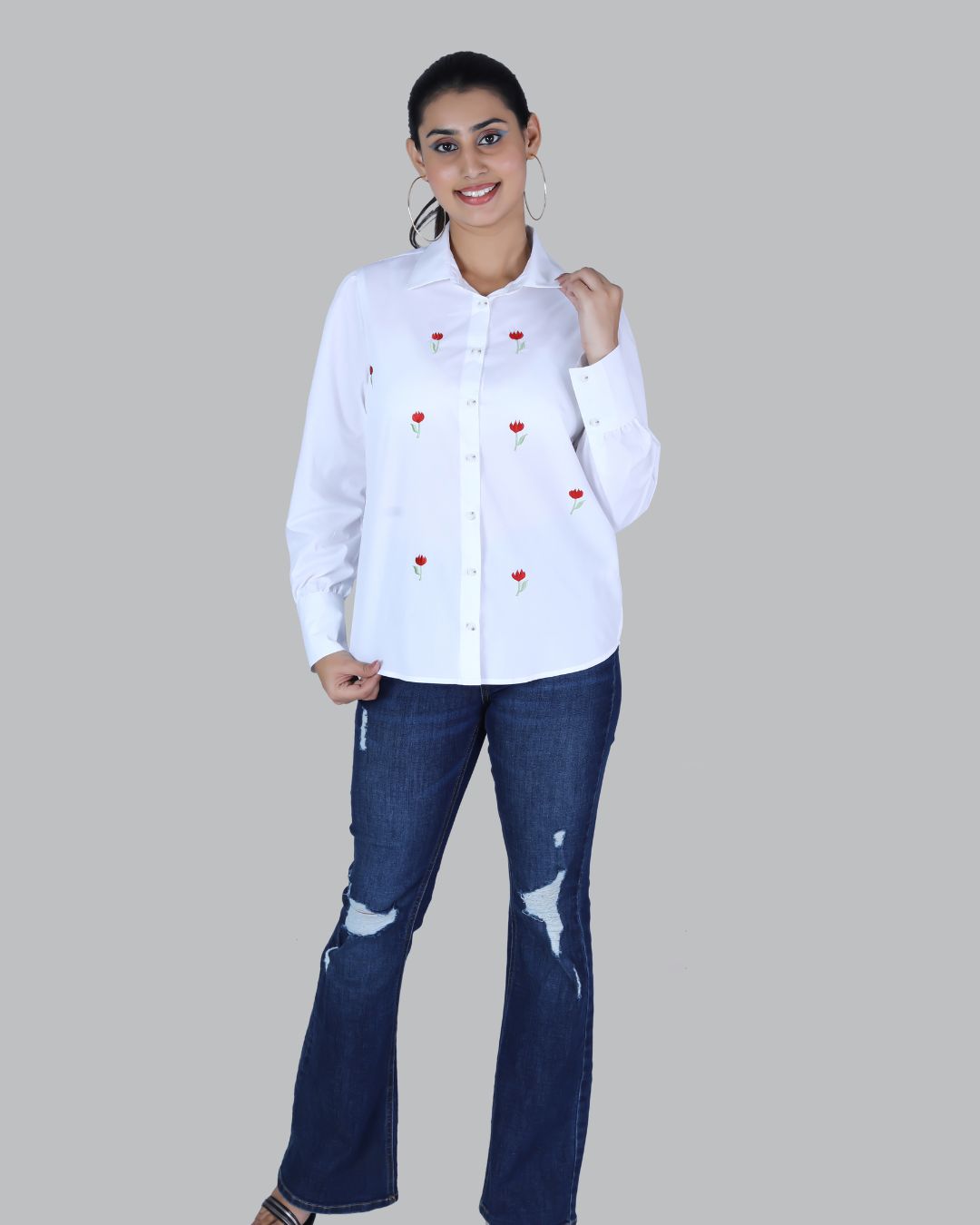 Cotton Long sleeve shirt with Embroidery