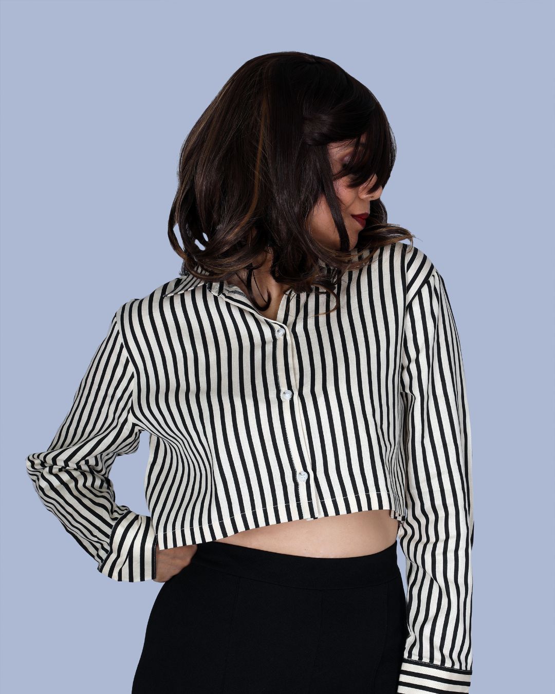 Printed Striped Crop Top