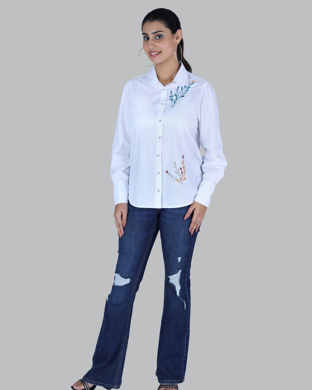 Cotton Long sleeve shirt with Embroidery