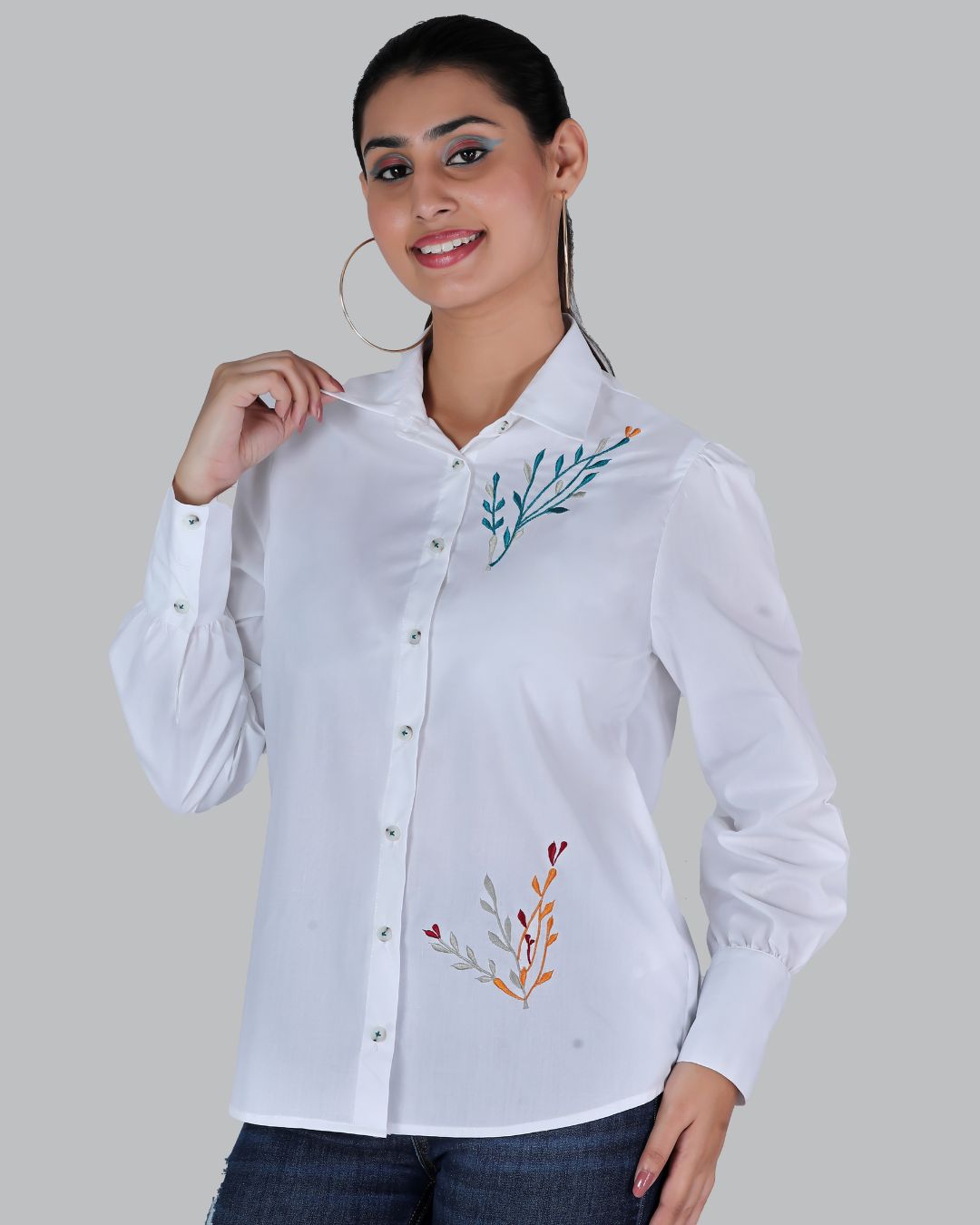 Cotton Long sleeve shirt with Embroidery