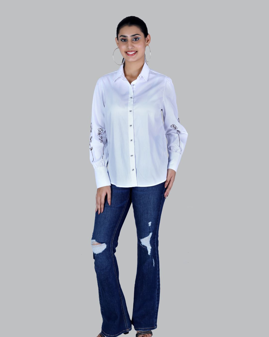 Cotton Long sleeve shirt with Embroidery