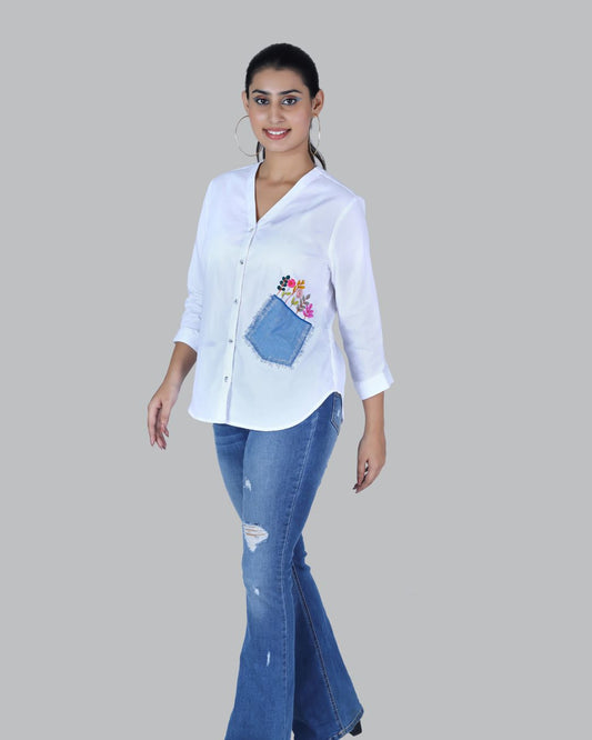 Cotton Long sleeve shirt with Embroidery