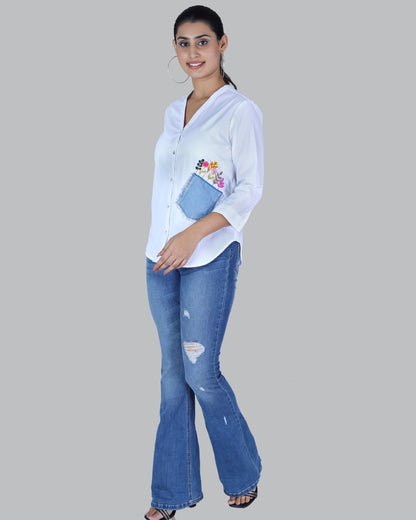 Cotton Long sleeve shirt with Embroidery