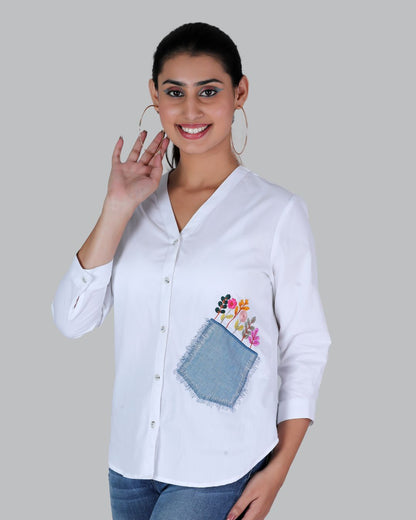 Cotton Long sleeve shirt with Embroidery