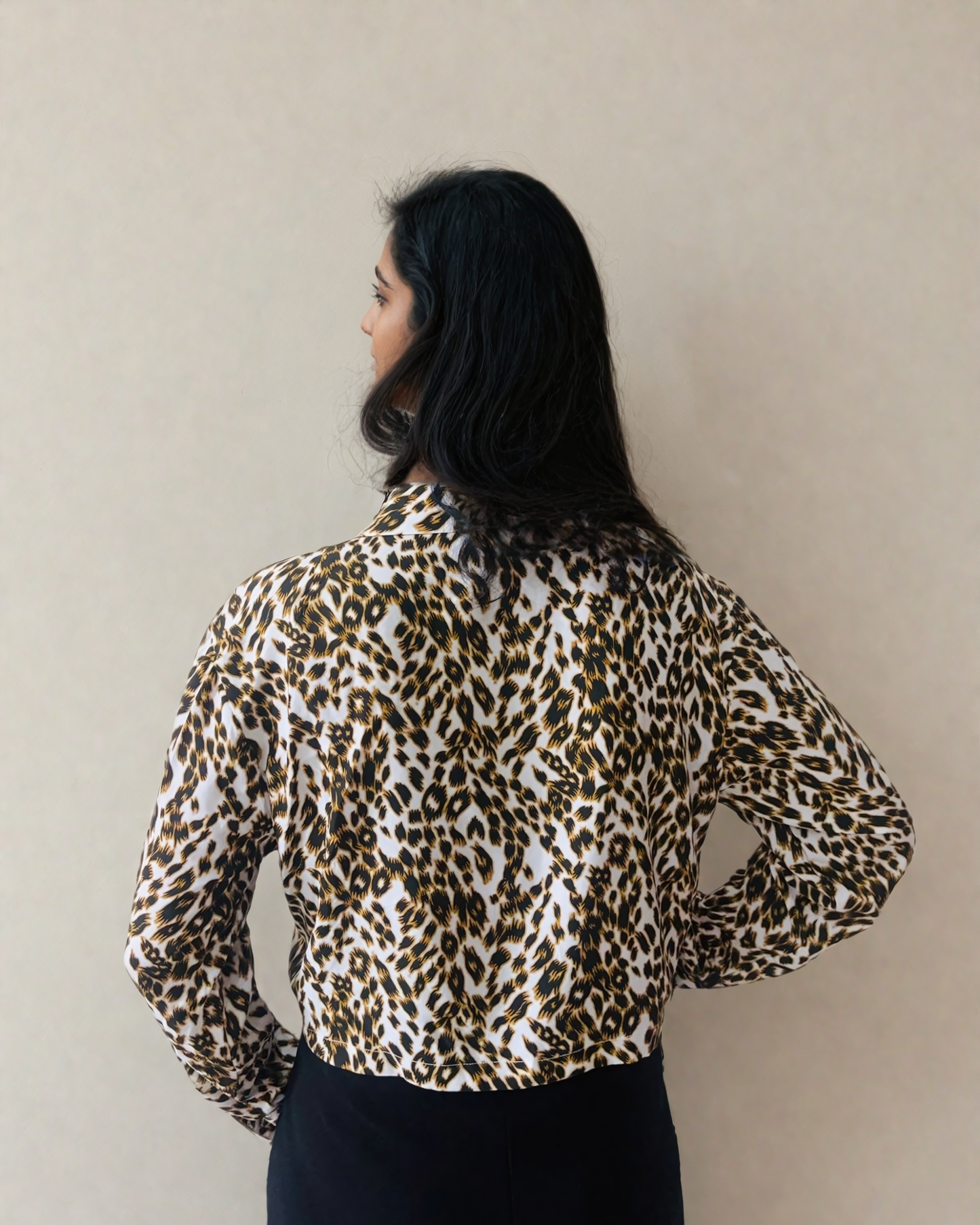 Leopard print Long sleeve Crop Top